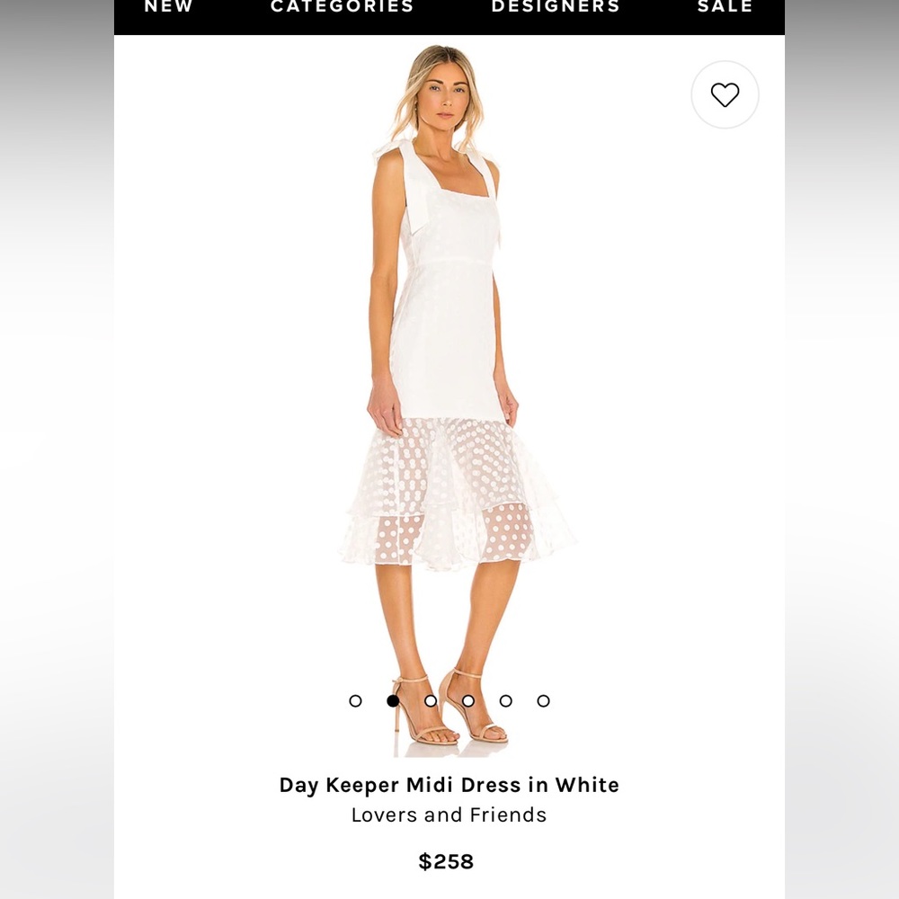 Lovers and friends white polka dot dress with ruffles. Size Medium (TTS)